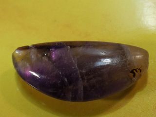 Ancient Pyu Purple Amethyst Fang Shaped Amulet Bead 22.  1 By 10.  2 By 5.  8 Mm