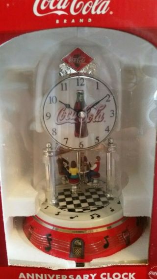 Coca Cola Coke Anniversary Clock Retro Rotating Diner 2002 Dome Clock