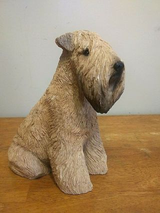 Sandicast Soft Coated Wheaten Terrier Dog Figurine 8 " Tall Signed By Sandra Brue