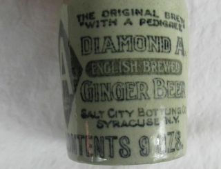 Antique DIAMOND A GINGER BEER STONEWARE BOTTLE SYRACUSE,  N.  Y 2