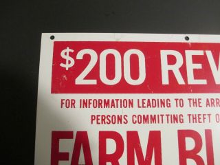VvINTAGE 1960  s 70’s Alabama Farm Bureau Metal Reward Sign 12“ X 8“ NOS 3