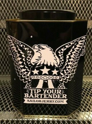 Sailor Jerry Spiced Rum Eagle Tattoo Tip Your Bartender Tin Jar Black Last One
