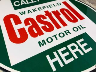 Vintage Castrol Motor Oil Advertising Metal 12 " Sign Gas Station Oil Pump Plate