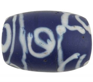 Rare African Trade Bead Old Blue Zen Venetian Glass Bead Fancy Lampwork Large