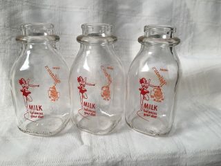 3 Vintage Third Quart Milk Bottles Hoffman’s Dairy Telford Gratz Pennsylvania