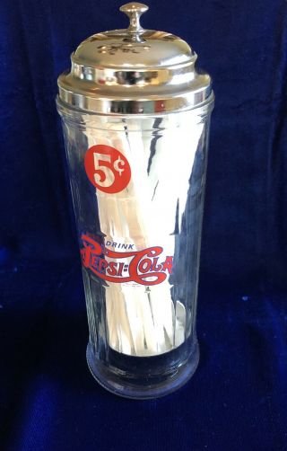 Rare Pepsi Cola Straw Holder Glassware Soda Fountain Cafe Diner RT 66 Drive In 4