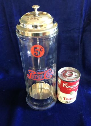 Rare Pepsi Cola Straw Holder Glassware Soda Fountain Cafe Diner RT 66 Drive In 8