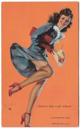 Vintage 1940s Zoë Mozert Stockings Pin - Up Mutoscope Card That 