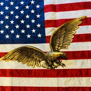 Vintage Cast Brass 29” American Bald Eagle Bird Wall Hanging Americana 4th July