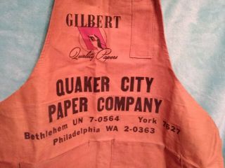 Vintage Apron Gilbert Quality Paper Quaker City Paper Co. 3