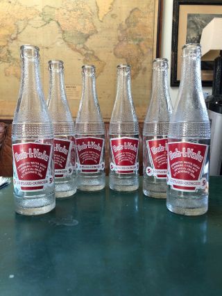 6 Rare Dub - L - Valu Acl Red White & Embossed Soda Pop Bottle 10 Ounces 5 Cents