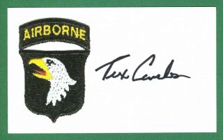 Monroe Tex Combs Wwii Band Of Brothers 506pir,  101st Ab Signed 3x5 Card E18964