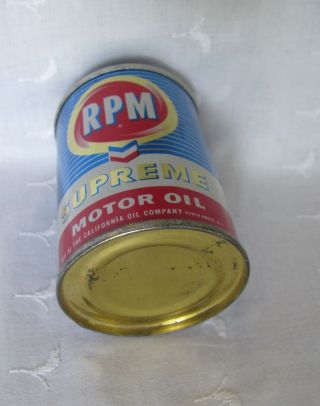 Vint.  Advertising RPM Supreme Chevron Mini Oil Can Coin Bank Petroliana 4