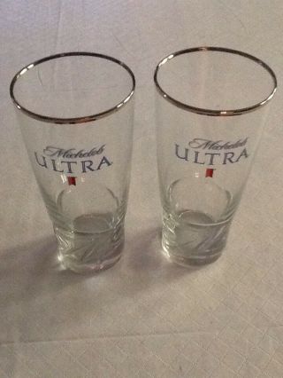 Michelob Ultra Beer Drink Glass Pint 16 Oz Set Of Two (2) Glasses