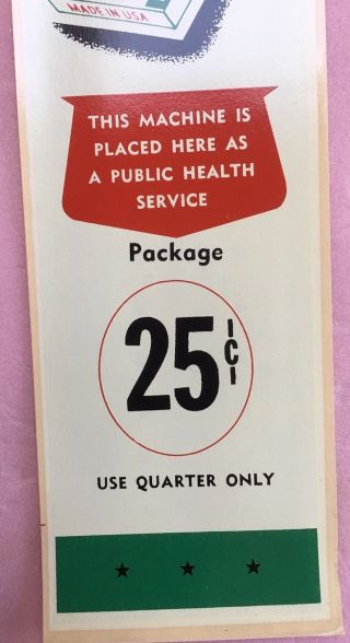 NOS condom machine water transfer decal 1950s vintage antique Safe - Tex VD 4