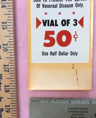 NOS condom machine water transfer decal 1950s vintage antique Triple A Brand 3