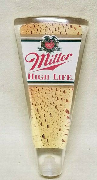 Vintage Lucite Miller High Life Beer Short Tap Handle Knob Clear Acrylic