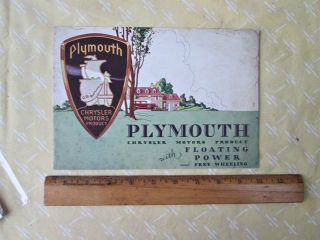 Vintage Plymouth With Floating Power Brochure,  C.  1931 - 33,  Full Color,  14 Pgs. ,  Orig.
