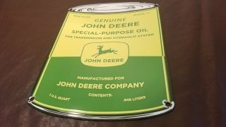 Vintage John Deere Porcelain Gas Farm Tractor Motor Oil Service Station Sign