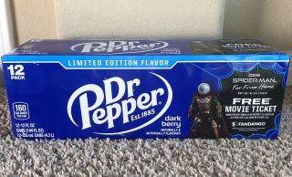 Limited Edition Dark Berry Dr Pepper 12 Pack Spider Man Far From Home