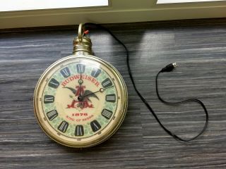 Vintage Budweiser Grandfather Pocket Watch Lighted Clock Beer Sign Bar Pub
