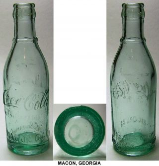 Straight Side,  Ring Neck,  Mid - Body Script Coca Cola Bottle Macon,  Ga