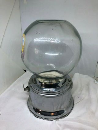 Vintage 1960 ' s Classic Ford Penny Gumball Machine Glass Globe & Pedestal 3