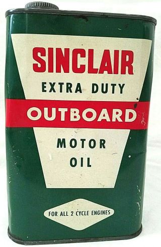 Vintage Sinclair Extra Duty Outboard Motor Oil Can 1 Quart Dinosaur