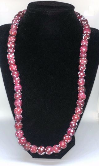 2 Vintage Venetian Millefiori Glass Beads Old African Trade Red Gemstone Natural