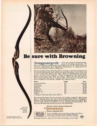 1968 Browning 50 " Cobra Bow Archery Archer Hunting Vtg Print Ad