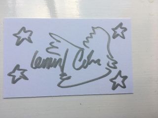 Leonard Cohen Hand Signed Autograph On Card With Weird Doodle
