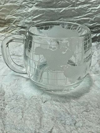 6 VTG 1970 ' s NESTLE Nescafe World Globe Frosted Glass Mugs Cups Creamer Sugar 3