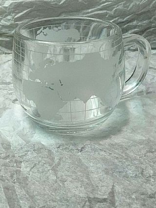 6 VTG 1970 ' s NESTLE Nescafe World Globe Frosted Glass Mugs Cups Creamer Sugar 4