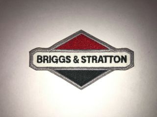 Briggs & Stratton Embroidered Patch 4 1/8 " X 2 1/2 " Red White & Black W/ Silver