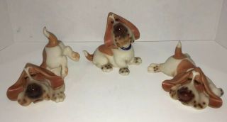 Vintage Set Of 3 Basset Hound Dog Figurines Adorable Funny A5