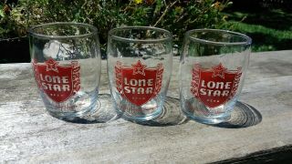 Vintage Lone Star Beer 6 Oz.  Barrel Glasses - 3 Glasses