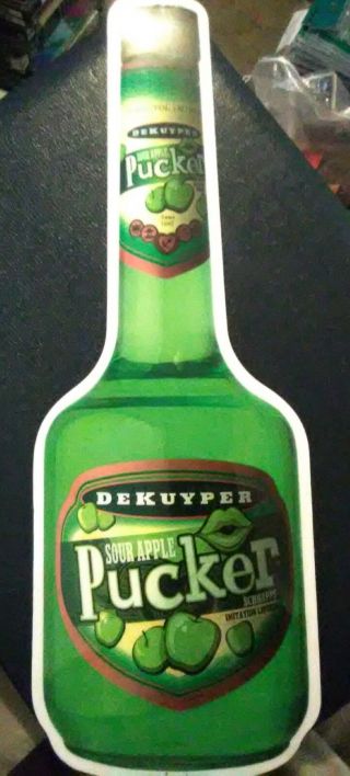 Vintage Dekuyper Sour Apple Pucker Schnapps Bar Sign Man Cave Alcohol Rare & Htf