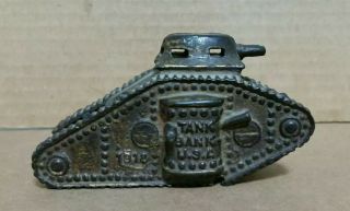 Cast Iron WWI Tank Bank,  VINTAGE 1918 2