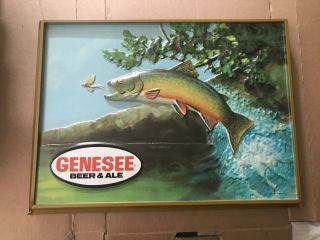 Vintage Genesee Beer & Ale Lighted Shadow Box Trout Insert