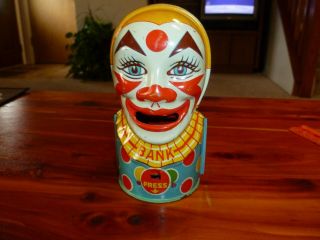 Antique Tin Clown Bank,  J Chein & Co,  Made In Usa