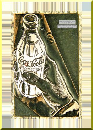 Coca Cola,  Hand Holding Hobble - Skirt Bottle,  Letterpress Printer 