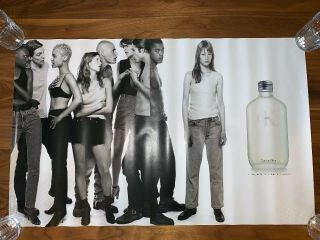 Vtg 1995 Calvin Klein Ck One Fragrance Poster Print Ad Panel 35x22 Black & White