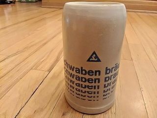 Schwaben Brau German Beer Stoneware Saltglaze Type Vintage Beer Stein Mug 1l