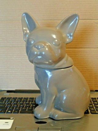French Bulldog Dog Cookie Jar Stoneware Ceramic 10 ",  Inch Tall