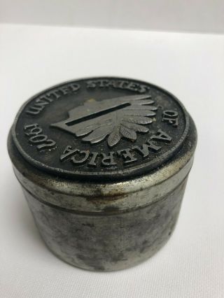 Vintage Indian Head 1907 Coin Bank WWII - era 3 