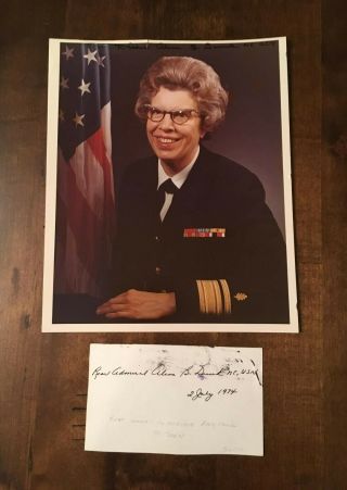 Alene Duerk - First Female Admiral In The U.  S.  Navy - Signed Photo & Post Card