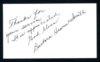 Barbara Hearn Smith 1st Public Girlfriend Of Elvis Presley Signed 3x5 Card 11841