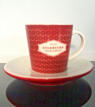 Starbucks Red Espresso 3 Oz Demi Cup Mug / Saucer Retired 2005 Collectible
