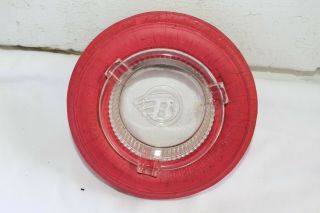 Antique Vintage Rudy Rijen Tires Gas Station Rubber & Glass Ashtray Sign