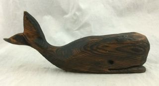 Vintage Mcm Hand Carved Wood White Pine Whale Sculpture England Folk Art